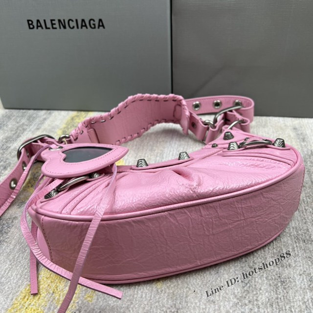 Balenciaga專櫃爆款Le Cagole半月牙腋下包餃子包 巴黎世家經典小號爆裂黑鱷金機車包 fyj1073